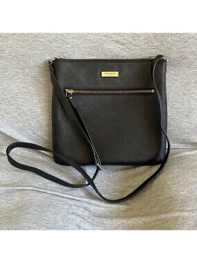 Kate Spade Black Crossbody Bag With Gold Hardware & Interior Logo Print